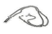 GUCCI Sterling Silver Tag Necklace With Black Enamel Necklace YBB67871400300U
