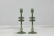 Angelique Emerald Glass Candlestick, Small, Single 9in