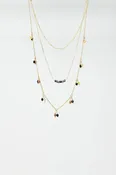 3 in 1 Necklace With Multicolor Beads and Golden Details
