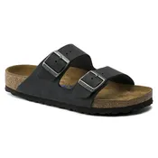 Birkenstock Arizona Black Oiled Leather Soft Footbed Sandal (Narrow)