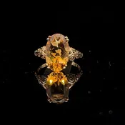 Oval Citrine Filigree Ring- 14k Yellow Gold
