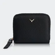 Amalfi Women’s Mini Leather Wallet with Zipped Pocket – Mapi Edition, Black