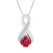 0.02Ctw-Diamond 1 3/4Ct-Ru Synthetic Gemstone Pendant (2.35 grams)