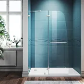 SUNNY SHOWER 45" x 72" Frameless Hinged Pivot Shower Door, Chrome Finish