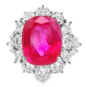 10.27ct Burmese Ruby Diamond Platinum Ring, GRS Certified