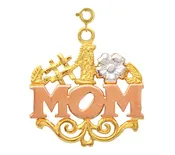 14k Gold Tri Color #1 Mom Charm
