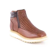 ACERO Pull Up Honey Basket Wave Zipper Ankle Boot
