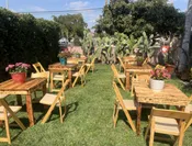 30" x 30" Natural Wood Squared Tables — El Fieston Party Rentals