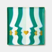 54 Celsius - OCTAEVO Beso Ceramic Tray / Catchall, Gold accent, 6": Green