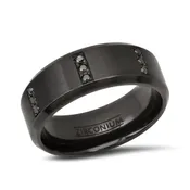 Black Zirconium Wedding Band with Fancy Black Diamonds