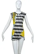 Balmain Black and White Harlequin Print Sleeveless Top Size 38