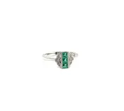 14K White Gold Emerald and Diamond Ring