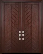 42" x 96" Double Chevron Mahogany Contemporary Door