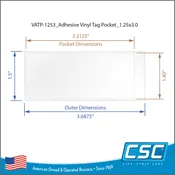 1.25" x 3.0" Clear Vinyl Pocket, with Peel-and-Stick Adhesive Backing, VATP-1253