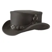 Black Stylish Hat with Buckle and Ring  | Steampunk Cowhide Leather Top Hat | Stylish Top Hat