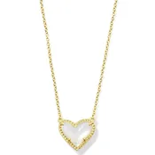 Ari Heart Gold Pendant Necklace in Ivory Mother of Pearl