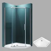 SUNNY SHOWER 36.5" x 36.5" x 72" Corner Shower Enclosure with Pivot Door & Diamond Base, Chrome Finish