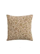 18" Square Cotton Pillow w/ Kantha Stitch & Floral Pattern