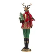15.5" Resin Winter Deer with Scarf