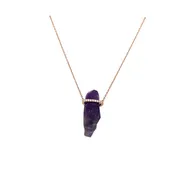 14K Pink Gold Amethyst and Diamond Necklace