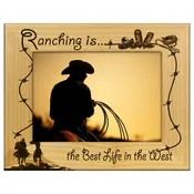 Engraved Alderwood Frame - A-FRM_-10-0006 - Ranching is the Best