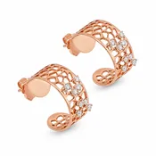 18K Rose and White Gold Diamond Earrings