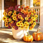 12 Bundles Fall Artificial Mums Daisy Flowers UV Resistant Faux Chrysanthemum Bouquets, Realistic No Fade Fake Flowers for Outdoor Planters Front Porch Patio Garden Yard, Autumn Halloween Thanksgiving