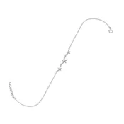 925 Sterling Silver 9 + 1.5 Inch Extension Rhodium Plated Starfish Anklet