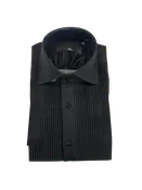 Black Pleated Front Dress Shirt