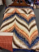 Autumn & Navy Bargello Quilt with Diamond Wave Design