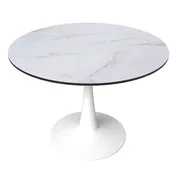 40-Inch Round Dining Table with MDF Top and Steel Base
