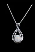 14k Solid White Gold and Natural Opal Pendant