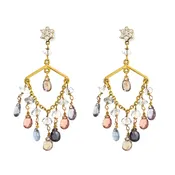 14k Yellow Gold with colored Sapphires and Diamond Earrings — cella designs