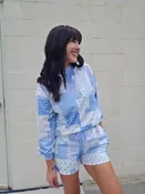 Patchwork Mockneck Shorts Set