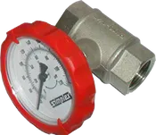 3/4" NPT Simplex Valve, Ball valve w/ innovative temperature gauge handle (Red)