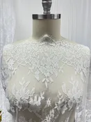Floral French  Lace Fabric | Scalloped Eyelash Edge Bridal Lace by the Yard |