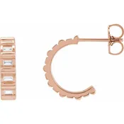 2x1 mm Straight Baguette 11.6 mm Hoop Earring