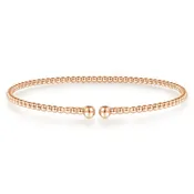 14K Rose Gold Beaded Bujukan Bangle, Sz 6.25