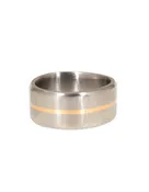 10mm Finger Shaped Band in Titanium with Center 18k Rose Gold Inlay