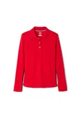 AK24HT Girls Long Sleeve Interlock Polo with Picot Collar ( Feminine Fit) - With Hill Toppers Zora Neale Hurston Logo