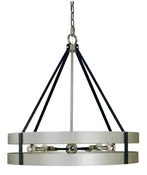 10-Light Satin Pewter Matte Black Orion Dining Chandelier by Framburg