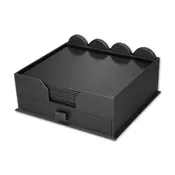 10 Seat Black Leather Conference Room Set w/ Round Coasters and Drawer Holder, 17 x 14 Size Pads