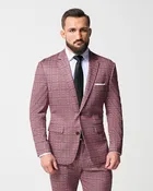 Athletic Fit Stretch Blazer - Crimson with Burgundy Big Windowpane