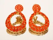 1970s Costume Rhinestone Teardrop Clip-On's