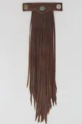 SNAP ON LEATHER FRINGE FULL GRAIN CHOCOLATE  WITH JADE