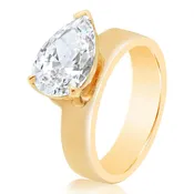 East West Pear Half Cigar Engagement Ring