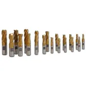 2 & 4 Fluted Tin End Mill 20-Piece Set