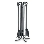 5 Piece Forged Large Hearth Matte Black Fireplace Tool Set