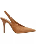 Andromeda Suede High Vamp Slingback Pumps in Chesnut