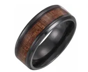 Titanium Koa Beveled Edge Band